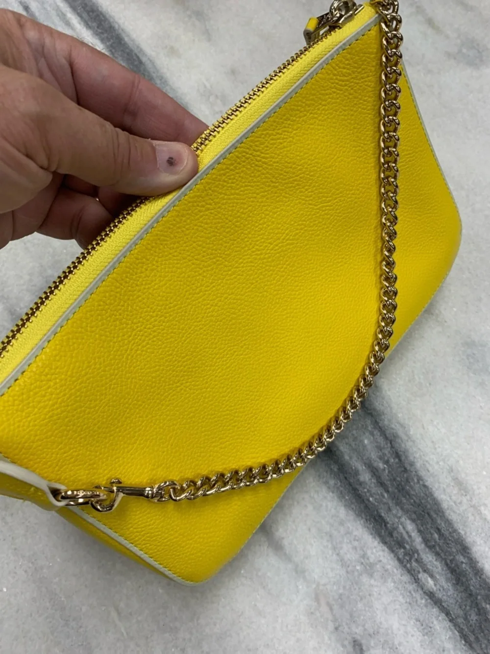 Coach Yellow Leather Shoulder Bag with Gold Chain